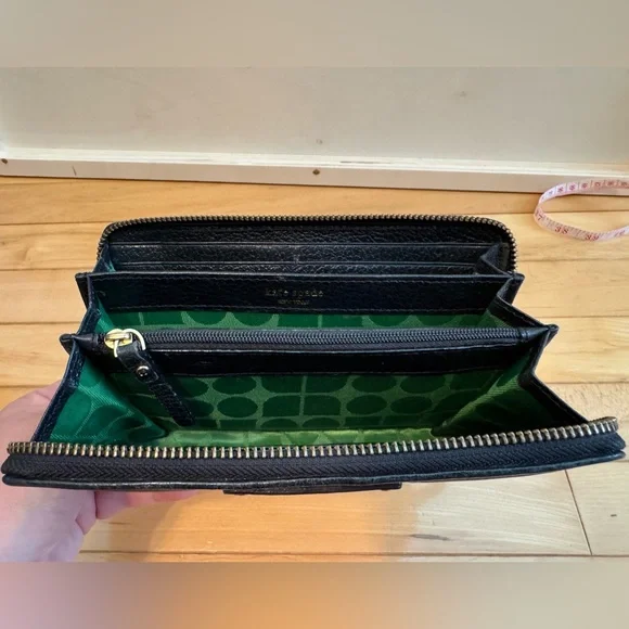 Kate Spade Zip-Around Wallet – Black & Green Interior - Picture 4 of 7